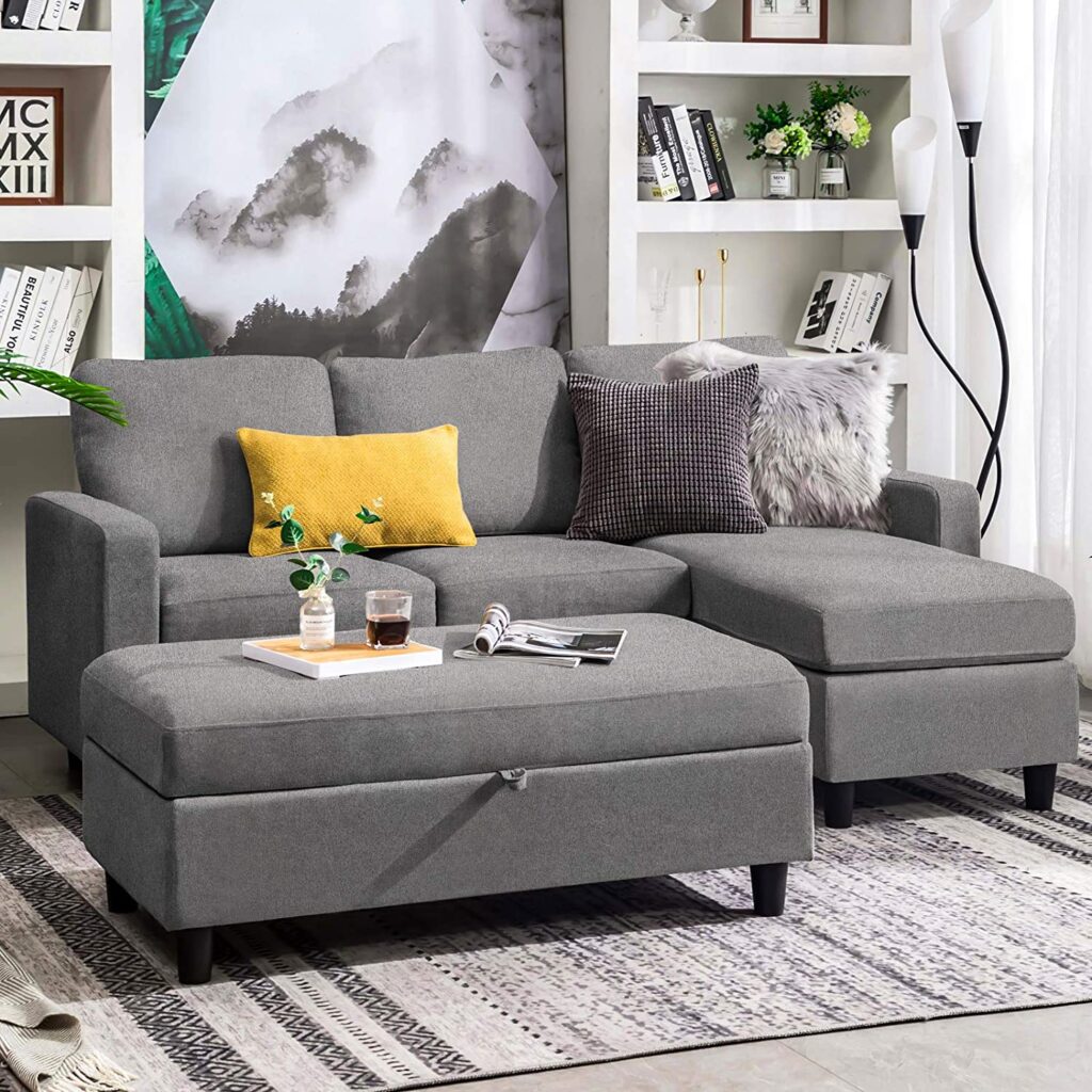 Reversible Sectional Couch with Ottoman