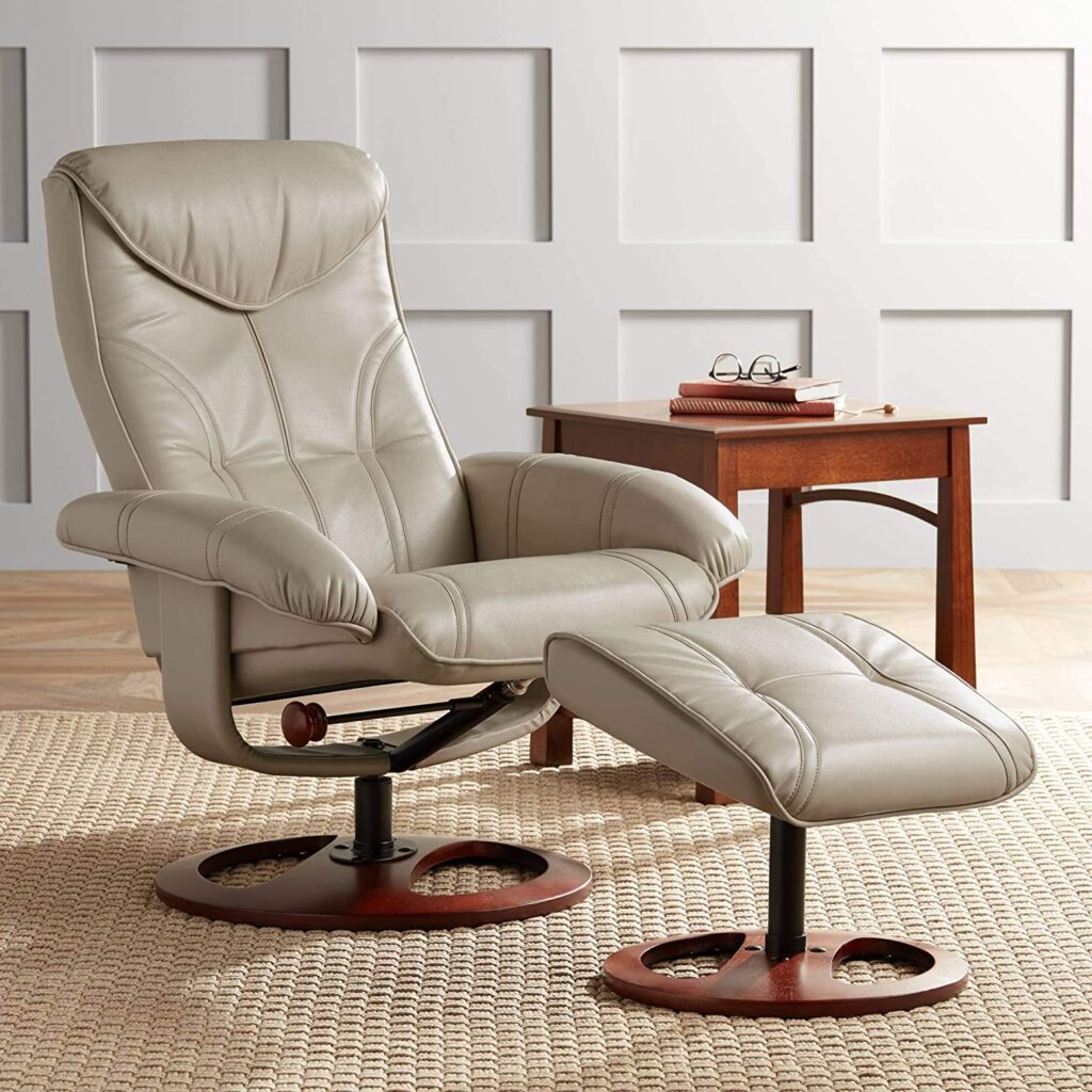 Swivel Recliner and Slanted Ottoman